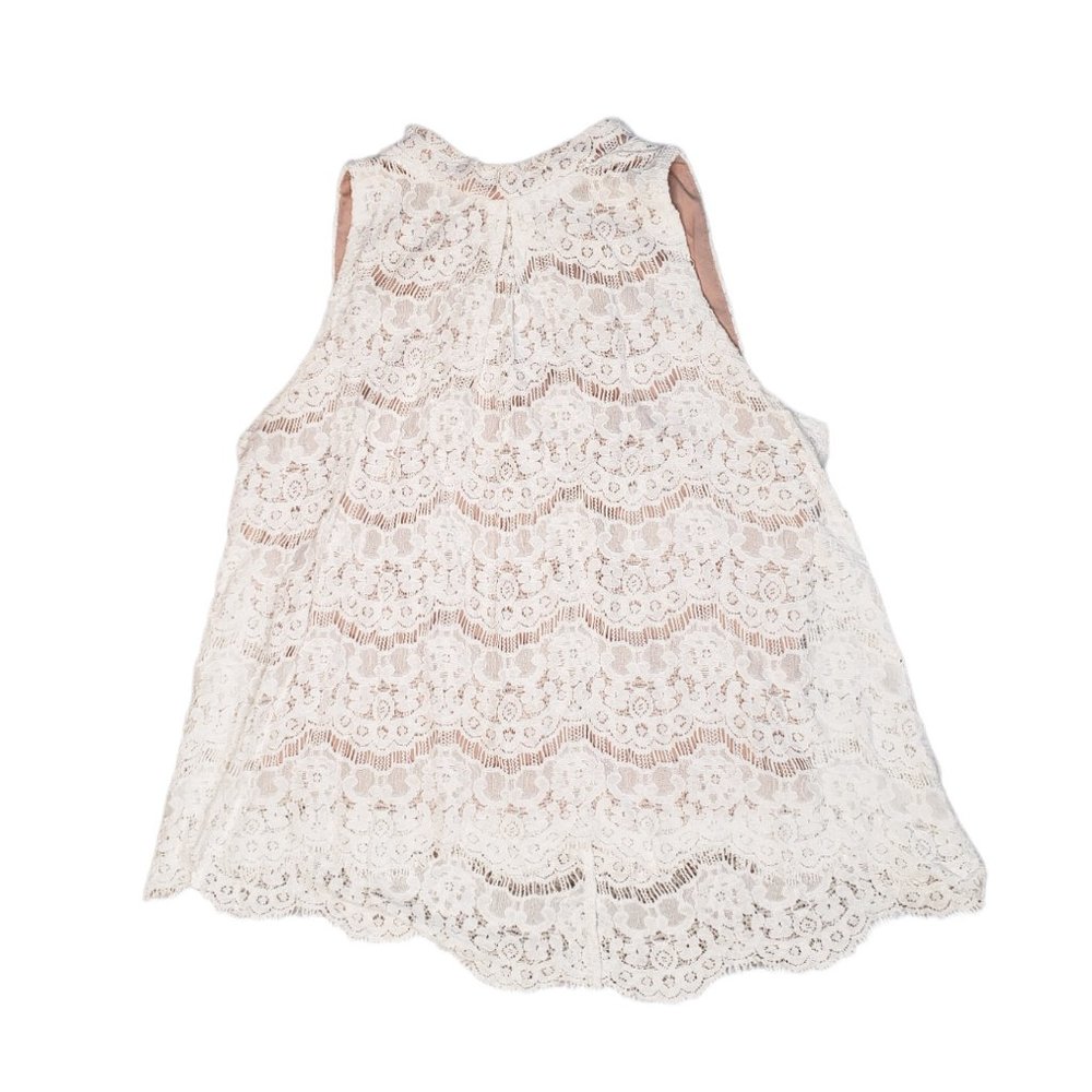 LOVE, FIRE White Lace, Lined Sleeveless Shirt Top Blouse Womens Ladies Size S